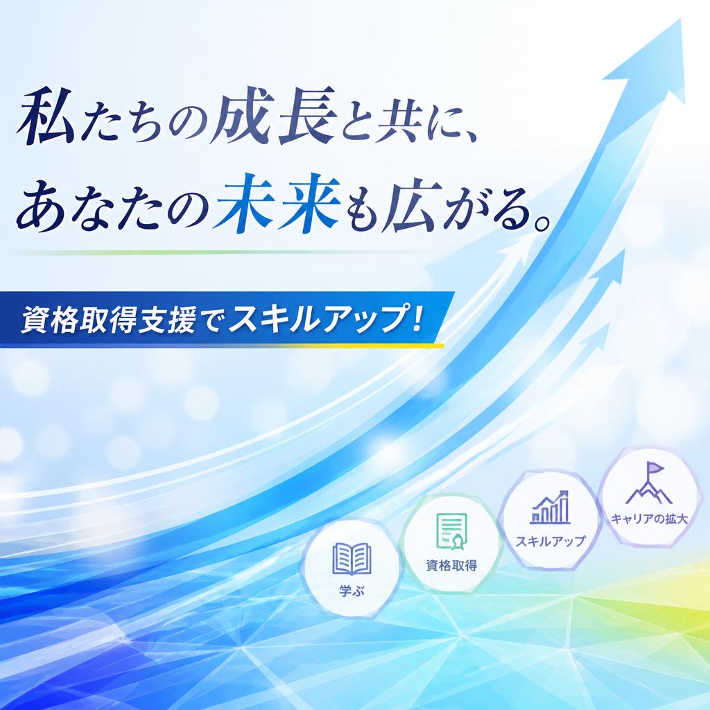 私たちの成長と共に、あなたの未来も広がる。資格取得支援でスキルアップ！