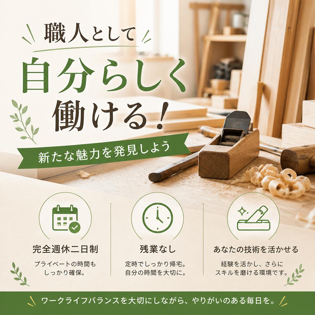 職人として自分らしく働ける！完全週休二日制と残業なしの職場で新たな魅力を発見しよう